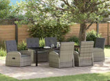Garden Dining Set with Cushion 7 pcs Grey Poly Rattan 3379497