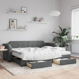 Daybed with Trundle&Drawers without Mattress Dark Grey 90x190 cm Single 3197710