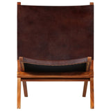 Folding Relaxing Chair Brown Real Leather 246363