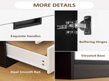 2 Door Wardrobe, Modern Wardrobe with 3 Drawers and Hanging Rod for Bedroom, Black T3398P378727