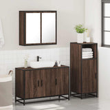 3 Piece Bathroom Furniture Set Brown Oak Engineered Wood 3300954