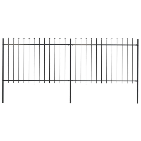 ZNTS Garden Fence with Spear Top Steel 3.4x1.2 m Black 277621