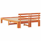 Bed Frame with Headboard Wax Brown 120 x 200 cm Solid Pine Wood 872613