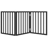 Dog Gate Foldable 3 Panels Black 150 cm Poplar Wood 352188