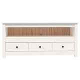 TV Cabinet White 114x35x52 cm Solid Wood Pine 821503