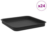 Square Flower Tray 24 pcs Black 25.5 x 25.5 x 2.5 cm Plastic 42020376