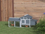 Small Chicken Coop with Run Hen House Poultry Coops Cages Nesting Box Grey 150.5 x 54 x 87cm T3398P350034