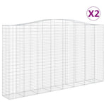 Arched Gabion Baskets 2 pcs 400x50x220/240 cm Galvanised Iron 3146034
