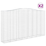 Arched Gabion Baskets 2 pcs 400x50x220/240 cm Galvanised Iron 3146034