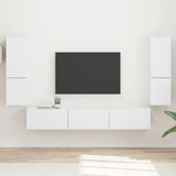 TV Cabinet Set Wall-mounted 4 pcs White Engineered Wood 3409042
