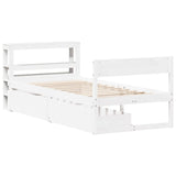 Bed Frame without Mattress White 75x190 cm Small Single Solid Wood Pine 3306406