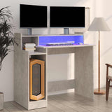 Desk with LED Lights Concrete grey 97x45x90 cm Engineered Wood 805556