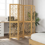 Room Divider 4 Panels Brown Solid Wood Paulownia 358865