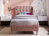 Upholstered Single with USB and Type-C Charging, Frame with Wooden Slatted Frame, Teenager N601P288477R