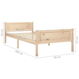 Bed Frame Natural wood Solid pinewood, plywood Single Bed Frame 322096