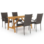 ZNTS 5 Piece Garden Dining Set Brown 3068749