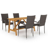 Dining Set Brown Solid acacia wood, PE rattan, powder-coated steel 3068749