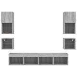 8 Piece TV Wall Units with LED Grey Sonoma Engineered Wood 3216595