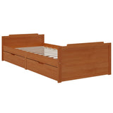 Bed Frame Honey brown Solid pine wood Single Bed Frame 322161