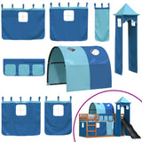 Bunk Bed without Mattress with Slide and Curtains Blue 90x200 cm 3284168