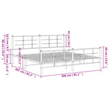 Metal Bed Frame without Mattress with Footboard Black 200x200cm 355586