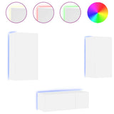 4 Piece TV Wall Units with LED White Engineered Wood 3216818