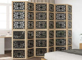 Room Divider 6 Panels Brown and Black Solid Wood Paulownia 358812