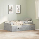 Storage Bed Frame Concrete grey 75 x 190 cm Engineered wood 3335216