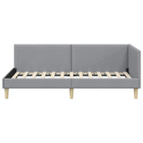 Corner Bed Frame Light Grey 90 cm x 200 cm Velvet 42016189