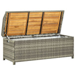 Garden Storage Bench 120 cm Poly Rattan Grey 46481