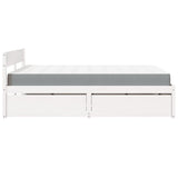 Bed with Drawers and Mattress White 160x200 cm Solid Wood Pine 3281893