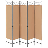 5-Panel Room Divider Beige 200 x 180 cm Fabric 42039191