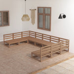 ZNTS 9 Piece Garden Lounge Set Solid Pinewood 3076142