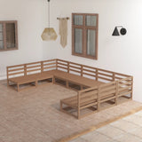 ZNTS 9 Piece Garden Lounge Set Solid Pinewood 3076142