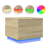 Coffee Table with LED Lights Sonoma Oak 50x50x40 cm 839870