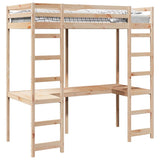 Loft Bed Frame Natural 75 x 190 cm Solid Pine Wood 3414556