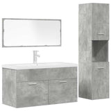 4 Piece Bathroom Furniture Set Concrete Grey Engineered Wood 3324900