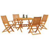 Garden Dining Set Folding 5 pcs Brown Solid Acacia Wood 3375707