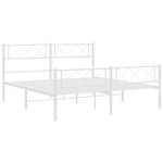 ZNTS Metal Bed Frame without Mattress with Footboard White 150x200cm 372346