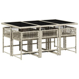 7 Piece Garden Dining Set with Cushions Light Grey Poly Rattan 3211451