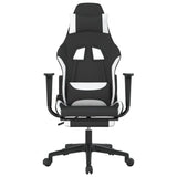 ZNTS Swivel Gaming Chair with Footrest Black and White Fabric 345707