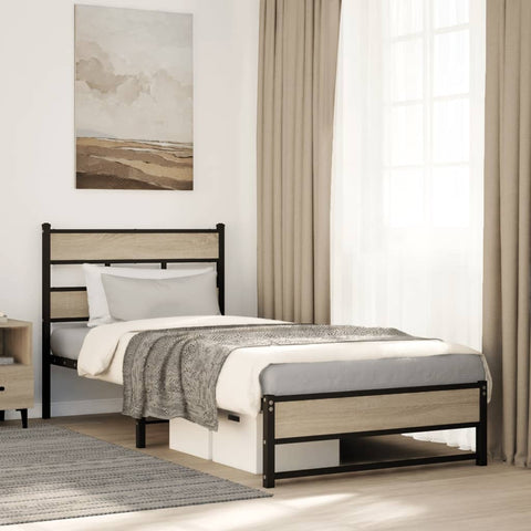 Metal Bed Frame without Mattress Sonoma Oak 100x190 cm 4017266