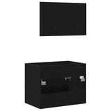 2 Piece Bathroom Furniture Set Black Oak Engineered Wood 862041
