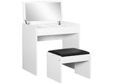 Dressing Table with Mirror and Stool, Vanity Makeup Table with Flip Up Mirror, Vanity Desk with T3398P329584