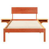 Bed Frame with Headboard Wax Brown 100 x 200 cm Solid Pine Wood 873462