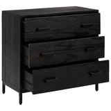 Chest of Drawers Black 75x35x70 cm Solid Pinewood 349926