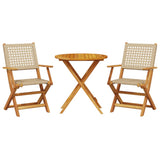 Bistro Set Beige, Brown Solid Acacia wood, PE rattan Small 3281852