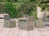 5 Piece Garden Dining Set Grey Poly Rattan&Solid Wood Acacia 3157619