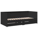 Daybed with Drawers without Mattress Black 75x190 cm Small Single 3280861