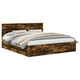Bed Frame with Drawer Smoked Oak 180 x 200 cm Engineer Wood 3407960